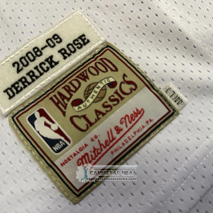 Camiseta Chicago Bulls Derrick Rose NO 1 Mitchell & Ness 2008-09 Blanco